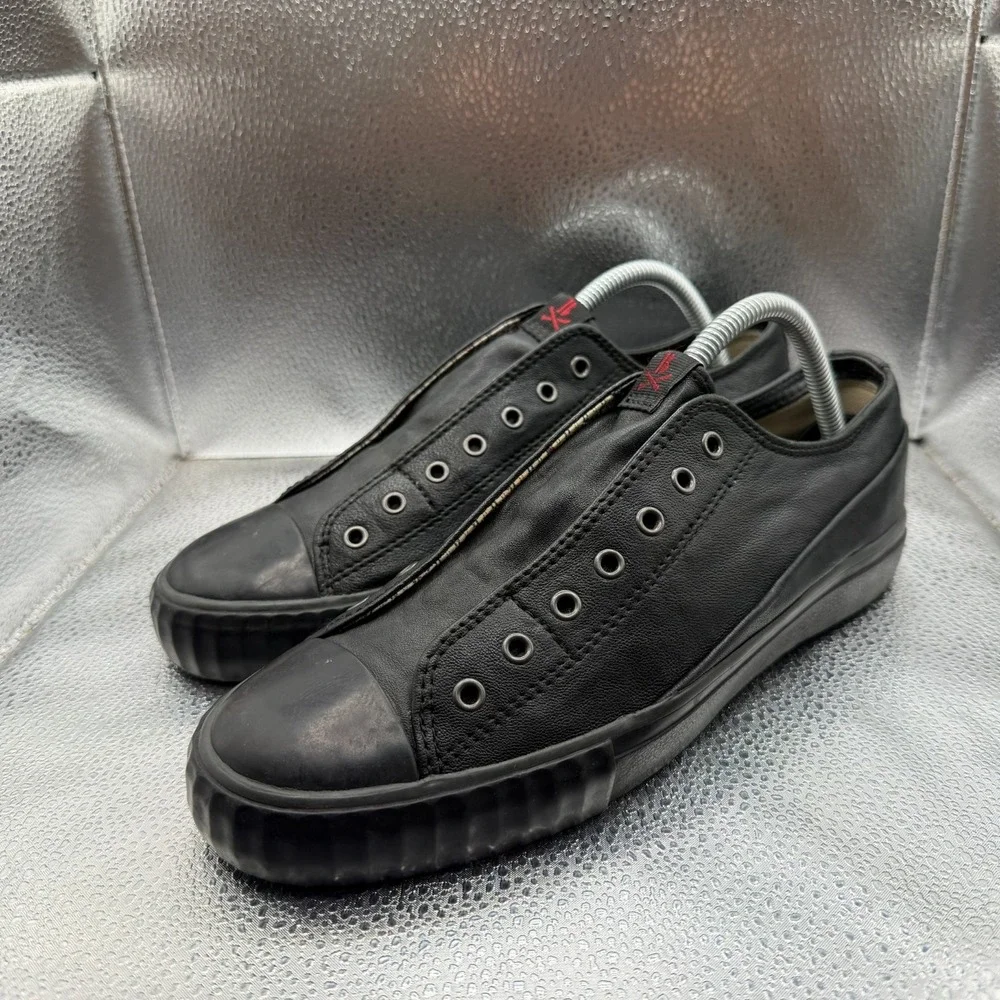 Size 7M John‎ Varvatos Bootleg Black Mens Low Top Lace-Up Athletic Sneakers